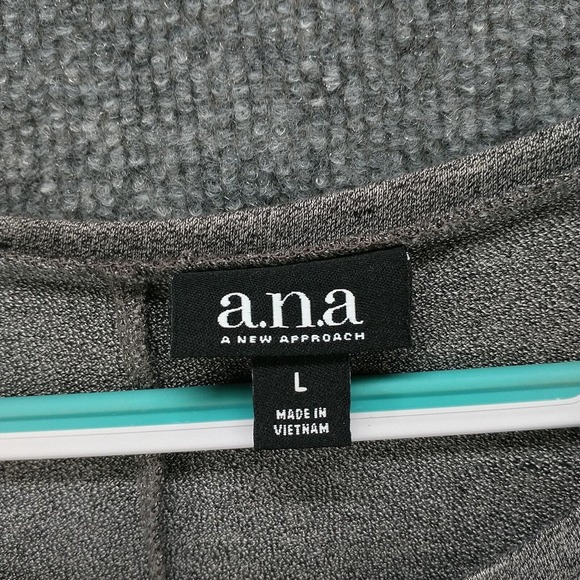 a.n.a Women's Front Tie A-Line Dress Gray Large 3/4 Sleeve Heather Crew Neck - Picture 10 of 14